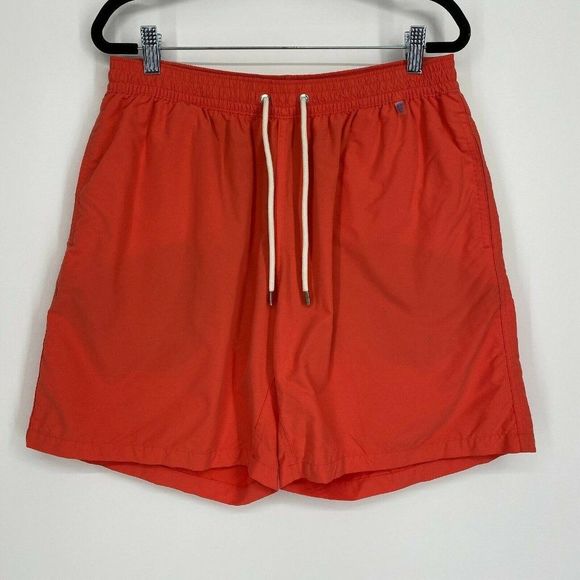 Faconnable Solid Swim Trunks Men Size Large Mid Rise Drawstring Lightweight Pink - Picture 1 of 10